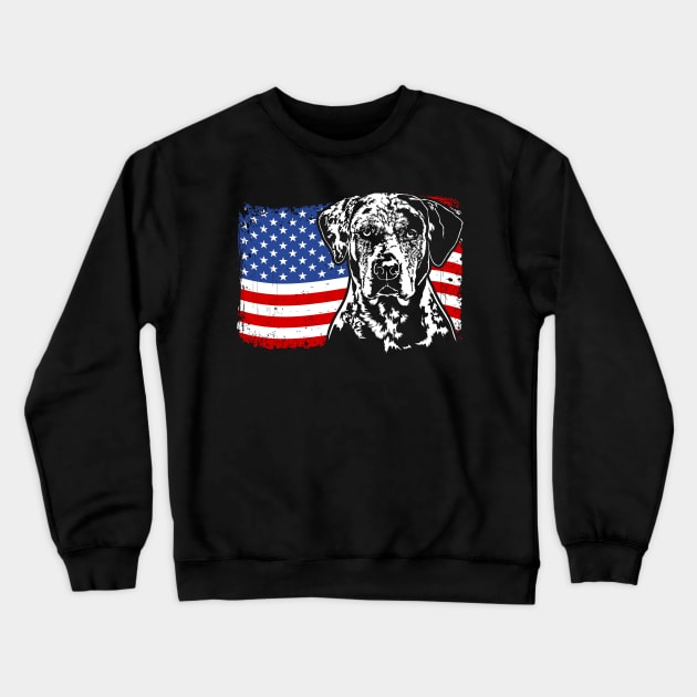 Proud Catahoula Leopard Dog American Pride Crewneck Sweatshirt by wilsigns